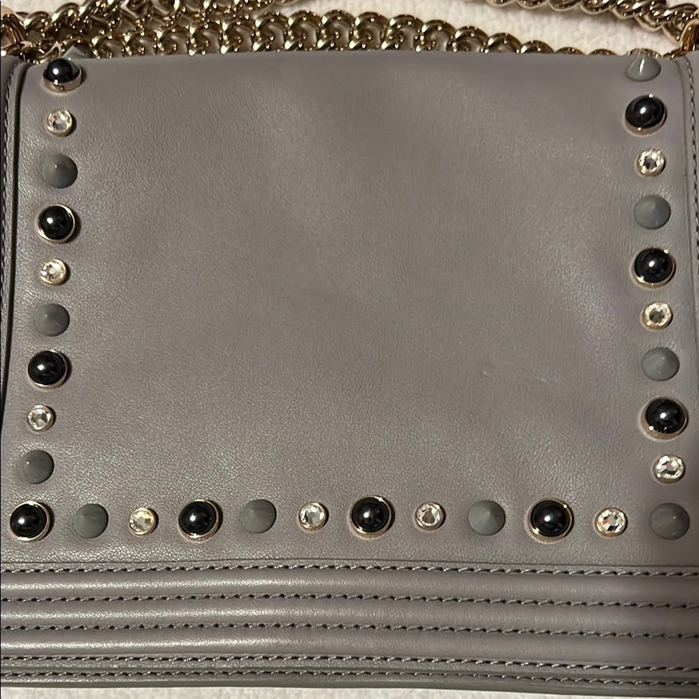 Kate Spade  Reese Park Stud Gray Gold Chain Shoulder Bag - Picture 3 of 7